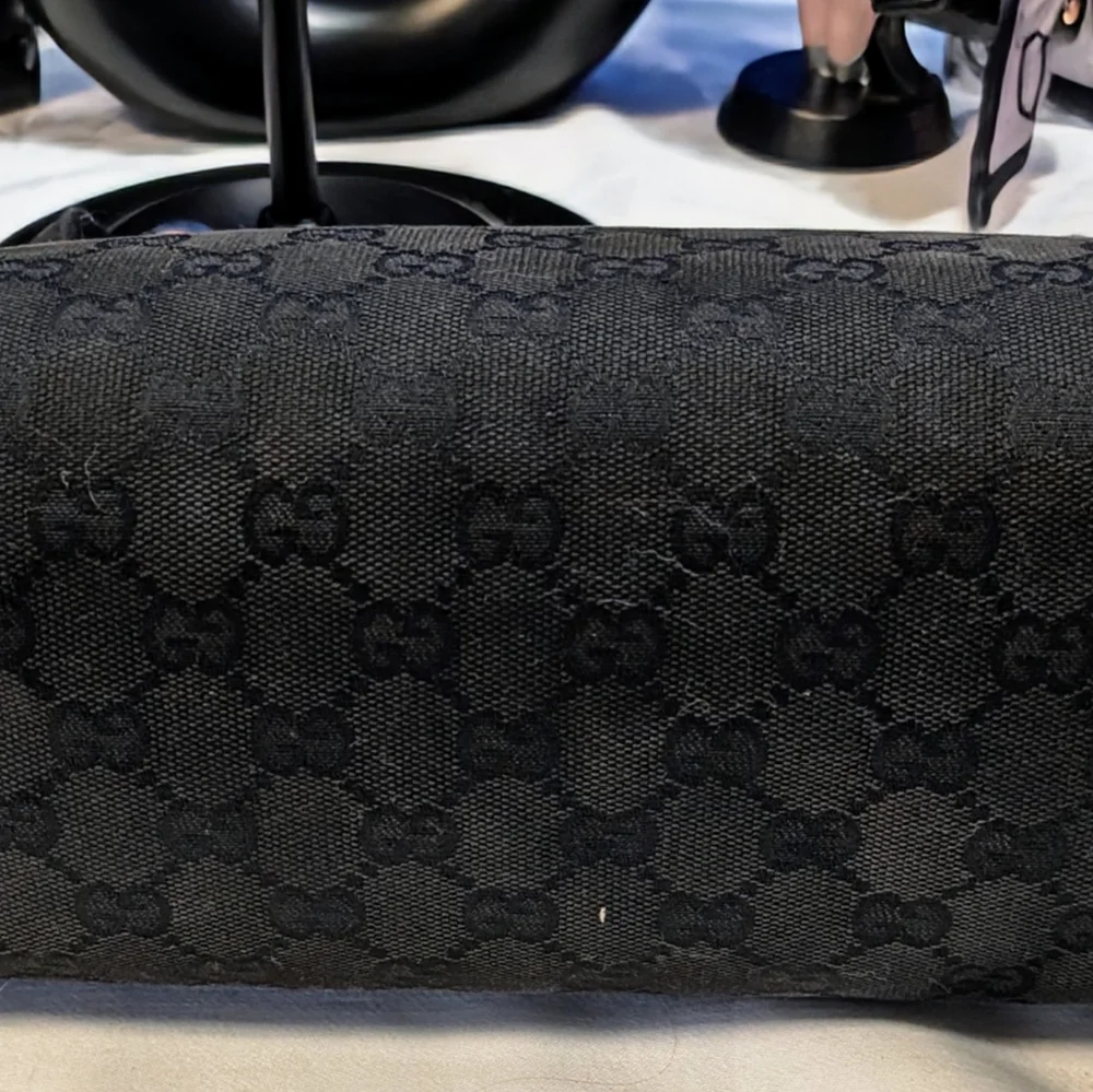 Gucci Black Denim And Leather Shoulder Bag with Monogram Canvas - Picture 9 of 16